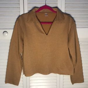Light Brown V-neck Sweatshirt